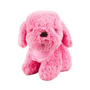 Imagem de Cachorro Azul ou Rosa Sentado Lenço Pescoço 22cm Pelúcia - Fofy Toys, 