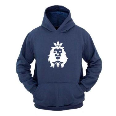 Imagem de Moletom Masculino Canguru Ragor Estampa Leão, M, Azul marinho