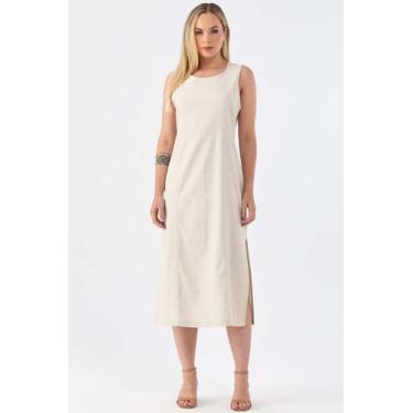 Imagem de Vestido Midi PKS Com Fendas Linho Natural, GG