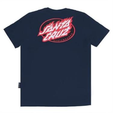 Imagem de Camiseta Santa Cruz True Oval Flame Dot - Azul Marinho-Masculino