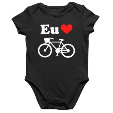 Imagem de Body Bebê Algodão Eu Amo Bicicleta - Foca na Moda, Preto, M