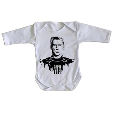 Imagem de body nenê criança roupa bebê manga longa  Capitão América  Steve - Emp