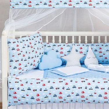 Imagem de Kit berço bebe estampado menino e menina 13 peças kit americano - De L