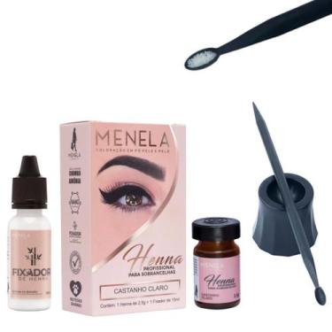 Imagem de Kit Sobrancelha Henna Menela Fixador Profissional Palito Dosandor e Da