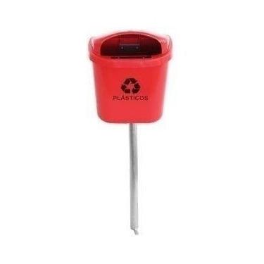 Imagem de Cesto Individual Coleta Seletiva 40 Litros Com Poste 4 Unid - JSN