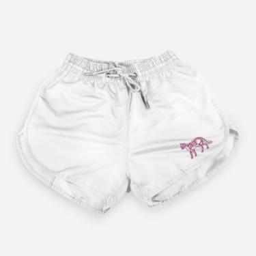 Imagem de Short Feminino Moda Praia Tactel Estampado - RELAXADO, Branco gato esq