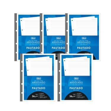 Imagem de Kit 05 Refil Caderno Argolado Fichário Tiliflex Tarjado Lumi Universit