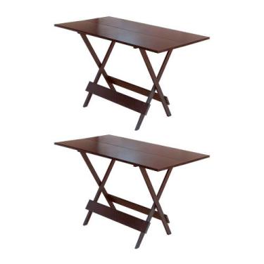 Imagem de Kit 2 Mesas Dobravel de Madeira 120 X 70 Ideal para Bar e Restaurante 