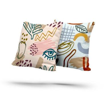 Imagem de Kit 2 Almofadas com Enchimento Abstract Drawn Colorido - Core Decore
