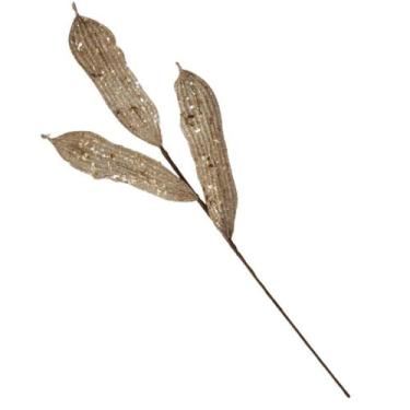 Imagem de Galho Decorativo Dourado 80cm Modelo folha - Carmella Presentes, 80cm