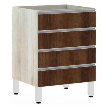 Imagem de Balcão Sem Tampo Gaveteiro 60cm Lis Legno Crema Com - LUCIANE