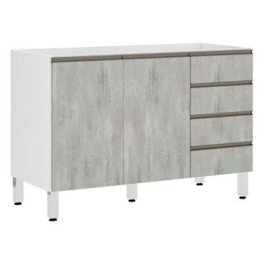 Imagem de Balcão De Pia Sem Tamp 120cm Branco Com Concreto - LUCIANE