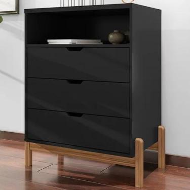 Imagem de Cômoda antares casa d 96 cm altura preto - Village Móveis