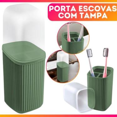 Imagem de Porta Escovas Pasta De Dente Com Tampa Translúcida quadrado Banheiro L