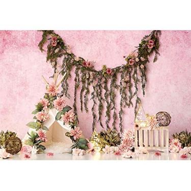 Imagem de DaShan 17,78 cm x 1,52 m Flores de poliéster para bolo mesa pano de fundo floral chá festa recém-nascido decoração de parede chá de bebê fotografia de noivado fundo floral chá de casamento aniversário Dia dos Namorados Foto adereços
