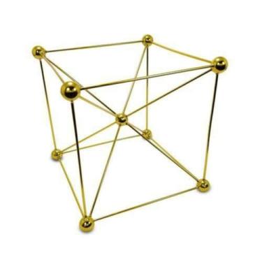 Imagem de Escultura Decorativa Cubo Moleculas Maior Dourado Luxo - LUXdécor