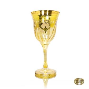 Imagem de Taça Vinho Cristal Italiano Dourado Guirlandas em Ouro - LUXdécor