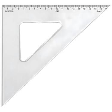 Imagem de Esquadro Acrílico Desetec Trident 28cm 45/90 com Escala 1528