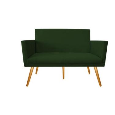 Imagem de Namoradeira Nina Decorativa Suede Verde 2 Lugares Pés Madeira Ms Decor