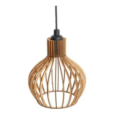 Imagem de Lustre Pendente em madeira MDF decorativo luxo - gw decor