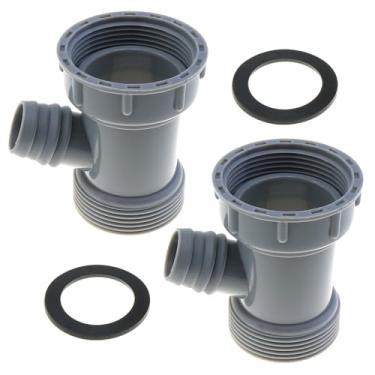 Imagem de LUORNG 2 peças 45 mm adaptadores de ralo de pia de cozinha cinza multiuso conector de tubo flexível em forma de Y com gaxeta ramo lava-louças Tailpiece saída de resíduos pia dreno substituição