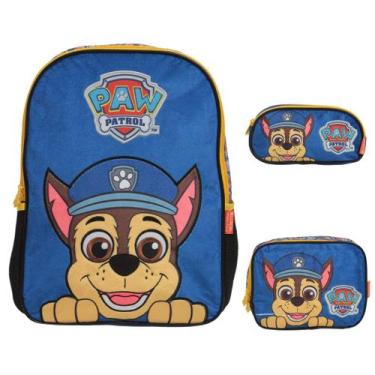 Imagem de Kit Mochila Infantil Costas Patrulha Canina Lancheira Estojo - Plike