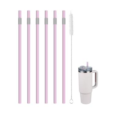 Imagem de KLOWOAH Canudo de substituição compatível com copo Stanley de 850 g, com 1 escova, pacote com 6 (vermelho claro)