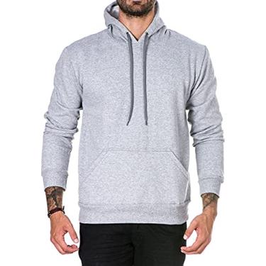 Imagem de Blusa de Frio Moletom Canguru Masculina Sancley, Jaqueta com Capuz Ajustável, Cor Cinza, Tamanho GG