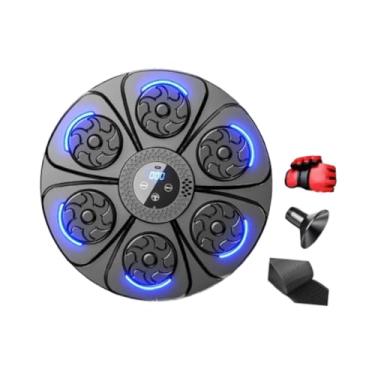 Imagem de UGPLM Máquina de boxe de música inteligente treinador de boxe ajustável montado na parede alvo de parede de boxe eletrônico para sanda taekwondo uso, com Luvas para Adultos