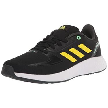 Imagem de adidas Tênis de corrida unissex infantil Runfalcon 2.0, Preto/amarelo feixe/verde feixe, 11 Little Kid