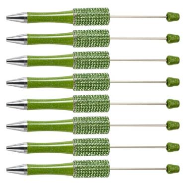 Imagem de KISSITTY Canetas esferográficas verde-oliva monótona, tinta preta, diamante, pedras, strass para fazer canetas, estudantes, professores, casamento, formatura, festa, presente, material de escritório