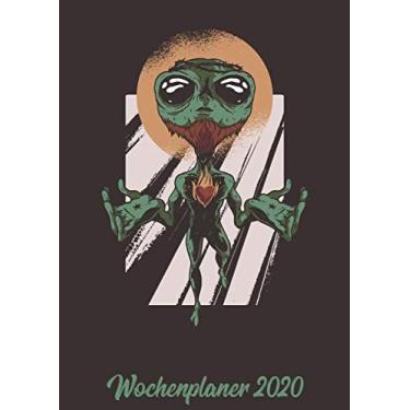 Imagem de Wochenplaner 2020: Wochenplaner zum notieren, organisieren und planen DIN A4. Kalender/Terminkalender/Monats- / Tagesübersicht/Kontakt- / Geburtstags listen/Design : Lustig Funny Alien Joga