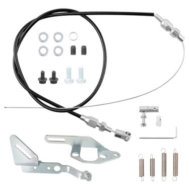 Imagem de Kit universal de suportes de troca de acelerador de bombas P7100 com configuração de mola de retorno - compatível com motor diesel Dodge Cummins 5.9L 12V 6BT 4BT - Inclui cabo de acelerador ajustável