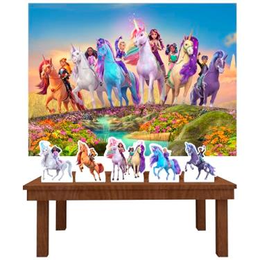 Imagem de Kit Decoração Festa de Aniversário Infantil Painel + Displays Academia Unicórnio