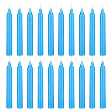 Imagem de MEGA CANDLES 20 Peças de Velas Cônicas Requintadas Azul-Claro Sem Perfume, 4" de Altura X 1/2" de Diâmetro, Sinos Mágicos, Encantamento, Rituais, Feitiços, Bruxaria, Wicca, Altar, Metafísico