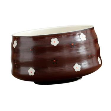 Imagem de ＫＬＫＣＭＳ Tigela de chá Matcha de cerâmica Tigela de mistura Matcha Tradicional xícara de chá japonesa 580ml Feito à mão para a família, Vermelho