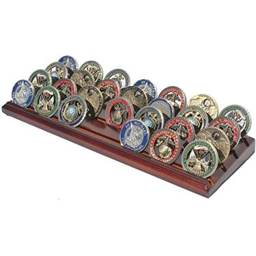 Imagem de Military Challenge Display Coin Holder Stand Walnut Finish CN7