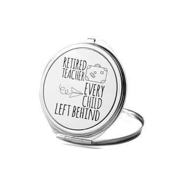 Imagem de SpreadPassion Espelho compacto para professor aposentado, presentes para professores aposentados, espelho fotográfico de professor aposentado, espelho de maquiagem de viagem pequeno espelho portátil,