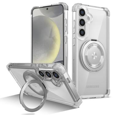 Imagem de Kainevy Capa para Samsung Galaxy S24 FE transparente compatível com MagSafe com suporte de anel magnético bonito capa para celular Samsung S24 FE capa fina robusta 8X Mil-grade protetora à prova de