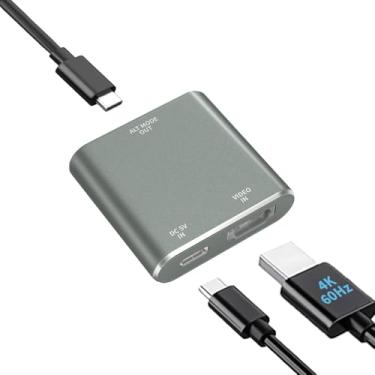 Imagem de KIHENG Adaptador HDMI para USB-C 4K a 60Hz com cabo de alimentação USB-C, conversor de entrada HDMI para monitor tipo C, para Switch, PS4/5, Steam Deck, ROG Ally, laptops para conectar óculos AR e