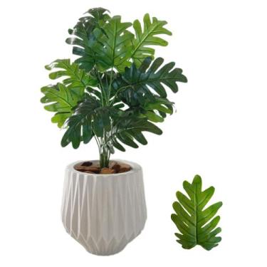Imagem de Planta Artificial Bananinha Com Vaso Origami Cores Folhas - Flor Imp