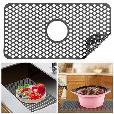 Imagem de Protetor de pia de silicone resistente ao calor tapete de pia reutilizável tapete de pia de silicone grade acessório antiderrapante tapete de pia escorredor de pia cortável de cozinha tapete para pia