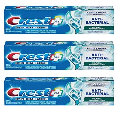 Imagem de Crest Premium Plus Anti-Bacterial Toothpaste, Smooth Peppermint Flavor 7.0 oz (Pack of 3)
