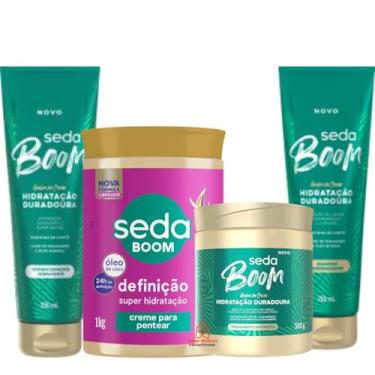 Imagem de Kit Seda Boom Definição Cabelo Cacheados Curvadura Creme Pentear 1kg