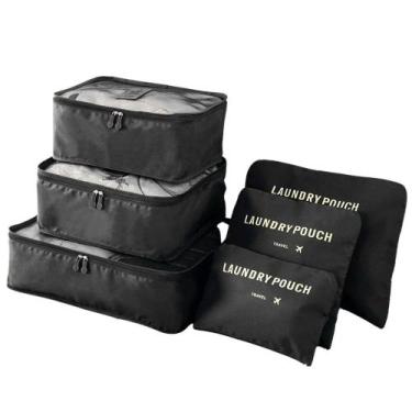 Imagem de Kit Organizador De Malas 6 Peças Para Viagem Prático Preto - Maso Stor