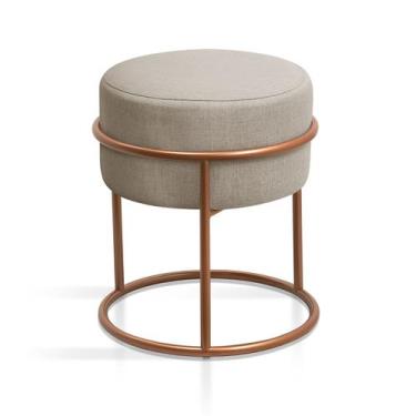 Imagem de Banqueta Argola Cobre Rose De Ferro Redonda Confortável Para Quarto Sa