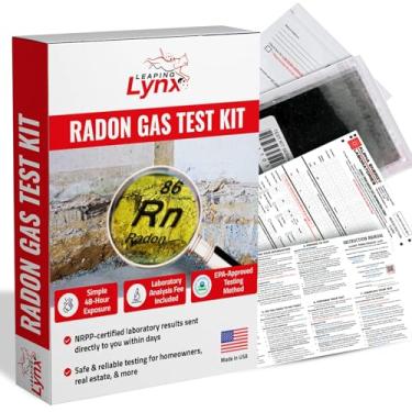 Imagem de Leaping Lynx EPA-Approved Radon Gas Detector Test Kit for Home, Lab Fee Included - 48-Hour Short Term Radon Testing with Results in 3-5 Days - Just Expose, Apply Postage + Mail, and Get Results
