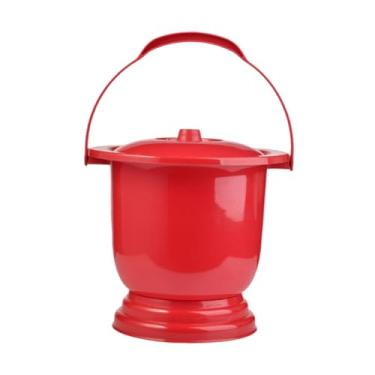 Imagem de harayaa Panela de câmara maconha urinária espessada vaso sanitário portátil spittoon microfone com tampa para adultos crianças usam casa homens homens idosos, Vermelho