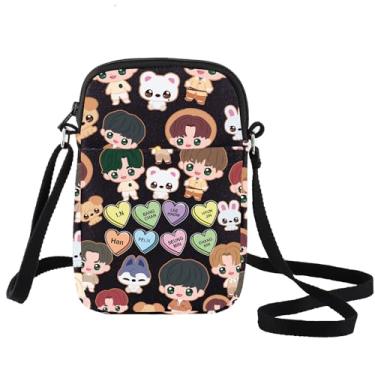 Imagem de LEVLO Bolsa transversal - Presente para fãs do K-POP - Bolsa de ombro para membros do desenho animado SKZ - Mercadoria, Skz C Preto