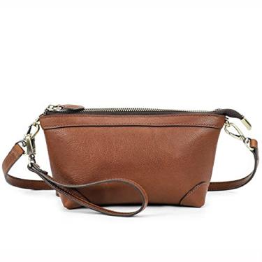 Imagem de XIAOYIBAIHUO Mini bolsa de ombro feminina de couro casual bolsa carteiro multifuncional clutch com alça de pulso, Uma cor, One Size